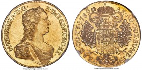 Maria Theresa gold 5 Ducat 1759 MS61+ NGC, Karlsburg mint, cf. KM632 (struck with 1/2 Taler dies), Fr-529 (under Hungary; not pictured, though likely ...
