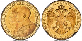 Alexander I gold "Corn Countermarked" 4 Dukata 1932-(k) UNC Details (Obverse Tooled) NGC, Belgrade mint, KM14.2. Corn/wheat counterstamp at 4 o'clock ...