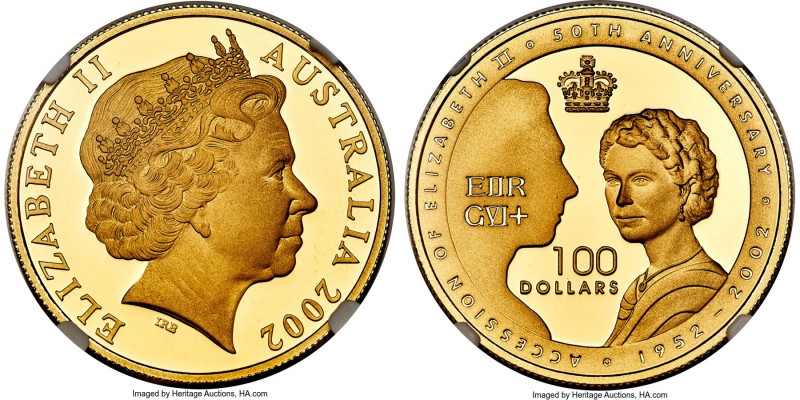Elizabeth II gold Proof "Golden Jubilee" 100 Dollars 2002-B PR69 Ultra Cameo NGC...