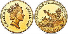 Elizabeth II gold Proof "Battle of El Alamein" 250 Dollars 1992 PR69 Ultra Cameo NGC, KM113, Fr-21. Estimated mintage: 500. Celebrating the 50th anniv...