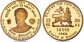 Haile Selassie I gold Proof "Emperor's Birth & Reign" 200 Dollars EE 1958 (1966)-NI PR66 Ultra Cameo NGC, Numismatica Italiana mint, KM42, Fr-30. Mint...