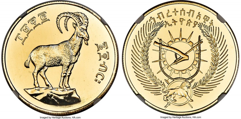 People's Democratic Republic gold "Walia Ibex" 600 Birr EE 1970 (1977) MS68 NGC,...