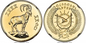 People's Democratic Republic gold "Walia Ibex" 600 Birr EE 1970 (1977) MS68 NGC, KM63. Mintage: 547. A scarce conservation issue honoring the endanger...