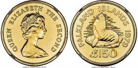 British Colony. Elizabeth II gold "Falkland Fur Seal" 150 Pounds 1979 MS67 NGC, KM13, Fr-5. Mintage: 488. Conservation issue. A lovely representative ...