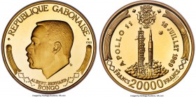 Republic gold Proof "Apollo 11 Launching Pad" 20000 Francs 1969-NI PR67 Ultra Cameo NGC, KM10, Fr-5. Mintage: 4,000. #0018. The sole finest at NGC by ...