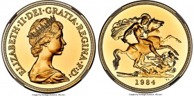 Elizabeth II gold Proof 5 Pounds 1984 PR69 Ultra Cameo NGC, KM924, Fr-419. A classic 5 pound design featuring Elizabeth II, boasting a sharp cameo con...