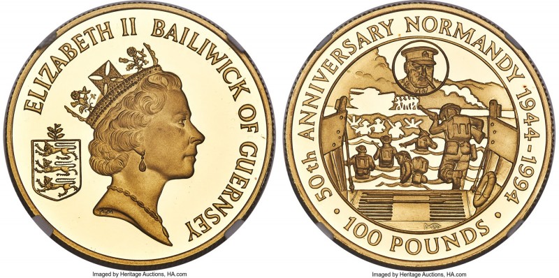 British Dependency. Elizabeth II gold Proof "Normandy Invasion 50th Anniversary"...