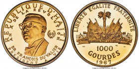 Republic gold Proof "Dr. Francois Duvalier" 1000 Gourdes 1967-IC PR66 Ultra Cameo NGC, KM71, Fr-1. Estimated mintage: 2,950, split between four years ...