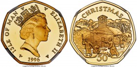 British Dependency. Elizabeth II gold Proof "Christmas" 50 Pence 1996-PM PR70 Ultra Cameo NGC, Pobjoy mint, KM694b, Fr-B71. Estimated mintage: 250. Fl...
