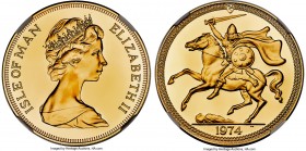 British Dependency. Elizabeth II gold Proof 5 Pounds 1974-PM PR69 Ultra Cameo NGC, Pobjoy mint, KM29, Fr-4. Mintage: 2,500. A collectible gold issue o...