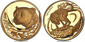 Republic gold Proof "Cheetah" 100 Rand 2002 PR69 Ultra Cameo NGC, Pretoria mint, KM413, Fr-B10. Mintage: 2,550. A fully defined cheetah populates both...