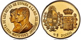 Republic gold Proof "Royal Visit" 20000 Nuevos Pesos 1983-So PR63 Ultra Cameo NGC, Santiago mint, KM132. Mintage: 1,500. Struck to celebrate the royal...