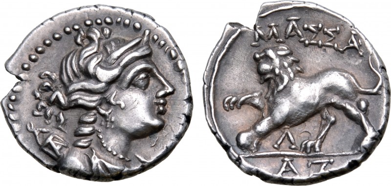 Gaul, Massalia AR Drachm. Circa 125-90 BC. Laureate head of Artemis to right, we...