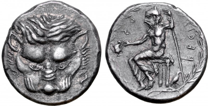 Bruttium, Rhegion AR Tetradrachm. Circa 435-425 BC. Facing lion's head; to right...
