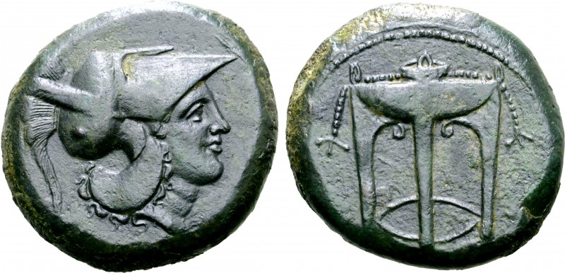 Sicily, Ameselon Æ 26mm. After 339/8 BC. Head of Athena to right, wearing creste...