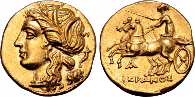 Sicily, Syracuse AV Hemistater. Time of Hieron II, circa 220-217 BC. Wreathed he...