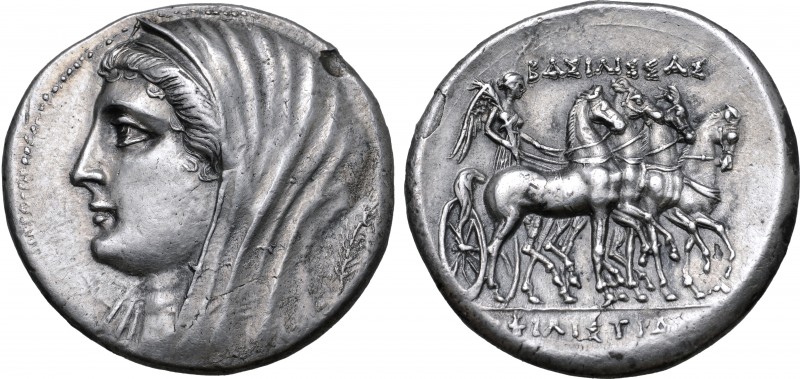 Sicily, Syracuse AR 16 Litrai. Philistis, wife of Hieron II, circa 216-215 BC. D...