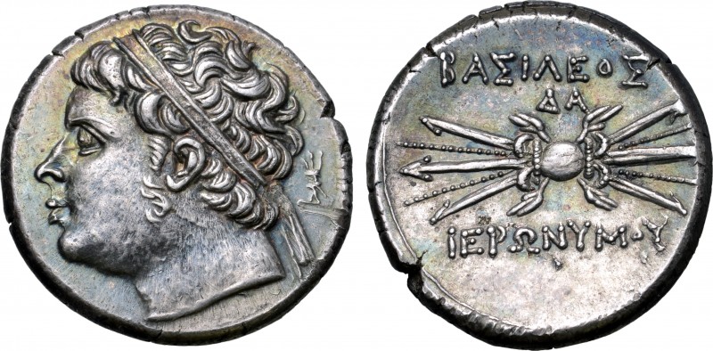 Sicily, Syracuse AR 10 Litrai. Time of Hieronymos, circa 215-214 BC. Diademed he...