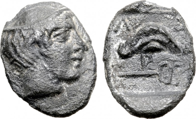 Thessaly, Larissa AR Hemiobol(?). Circa 450-430 BC. Head of Jason(?) to right, w...