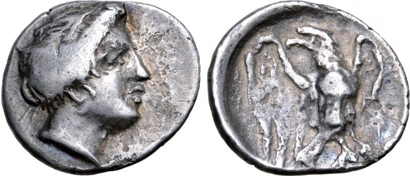 Elis, Olympia AR Hemidrachm. Hera mint, circa 320s BC. Head of the nymph Olympia...