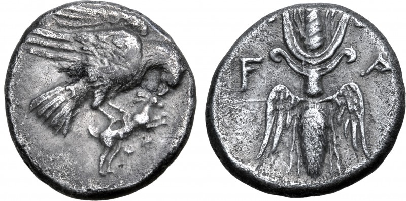 Elis, Olympia AR Drachm. 134th-143rd Olympiads, circa 244-208 BC. Eagle flying t...