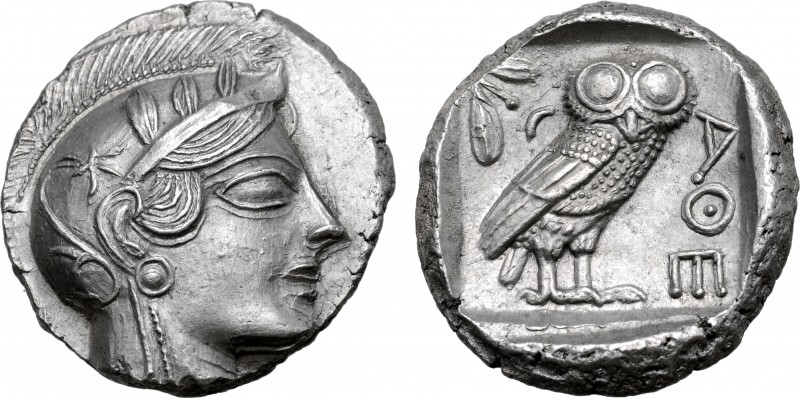 Attica, Athens AR Tetradrachm. Circa 454-404 BC. Head of Athena to right, wearin...