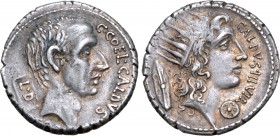 C. Coelius Caldus AR Denarius. Rome, 51 BC. Bare head of the consul Caius Coelius Caldus to right, tablet inscribed L•D (Libero | Damno) behind; C•COE...