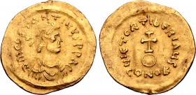 Tiberius II Constantine AV Semissis. Constantinople, AD 578-582. ∂ M COSTANTINVS P P AC, pearl-diademed, draped and cuirassed bust to right / VICTOR T...