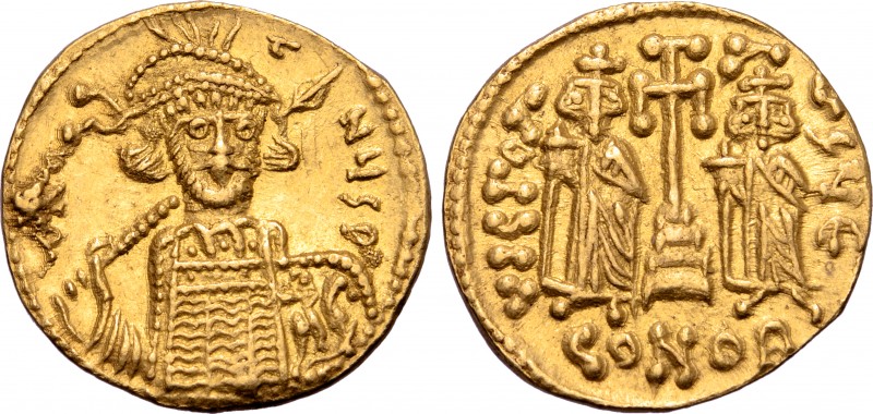 Constantine IV AV Solidus. Constantinople, AD 674-681. [..]ƮNЧS P, helmeted and ...