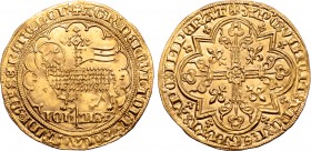 France, Kingdom. Jean II le Bon (the Good) AV Mouton d'or. Paris mint, struck from 17 January 1355. ✠ AGꞂ ◦ DЄI ◦ QVI ◦ TOLL ◦ PCCA ◦ MVDI ◦ MISЄRЄRЄ ...