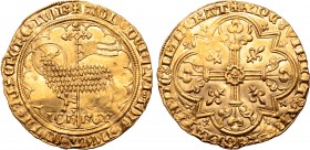 France, Kingdom. Jean II le Bon (the Good) AV Mouton d'or. Paris mint, struck from 17 January 1355. ✠ AGꞂ ◦ DЄI ◦ QVI ◦ TOLL ◦ PCCA ◦ MVDI ◦ MISЄRЄRЄ ...
