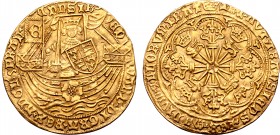 Great Britain, Plantagenet. Edward IV AV Ryal - 10 Shillings. Tower (London) mint, 1466-1469. ЄDWΛRD' DI GRΛ' RЄX ΛꞂGL' Z FRΛꞂC DꞂS' I B, words split ...