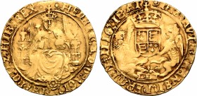 Great Britain, Tudor. Henry VIII AV Half-Sovereign. Hammered Third Coinage; Tower (London) mint, AD 1544-47. (pellet in annulet) HЄꞂRIC' ⁑ 8 ⁑ D' ⁑ G'...