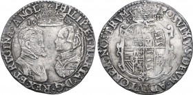 Great Britain, Tudor. Philip and Mary Hammered AR Shilling. Tower (London) mint, 1555. ⚜ PHILIP • ET • MARIA • D • G • REX • ET • REGINA • ANGL •, bus...