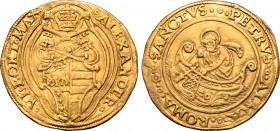 Italy, Stato Pontificio (Papal States). Alexander VI AV Doppio Fiorino di Camera. Rome mint, AD 1492-1503. ◦ ALEXANDER ◦  - ◦ VI ◦ PONT ◦ MAX ◦, tiara...