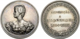 Mozambique, Portuguese Colonial. Amelia Gilt Æ Medal. 1894-1895. Dies by an unknown medallist V.A., commemorating the expedition to Mozambique. Draped...