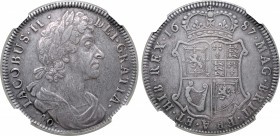 Scotland, Kingdom. James VII AR 40 Shillings. Edinburgh mint, 1687. IACOBVS · II · DEI · GRATIA ·, laureate and draped bust to right, 40 below / MAG ·...