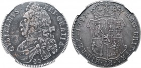 Scotland, Kingdom. William II AR 40 Shillings. 1697. GVLIELMVS · DEI · GRATIA ·, draped and laureate bust to left, 40 below / MAG · BRIT · FRA · ET · ...