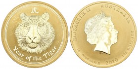Australien 2010 100 Dollar Gold 1 Unze 31,1g Tiger fast FDC minimale Haarlinien