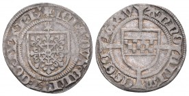 KLEVE, GRAFSCHAFT, SEIT 1417 HERZOGTUM Johann I., 1448-1481.
1/2 Weißpfennig 1475, ohne Angabe der Münzstätte (Wesel). 1,45 g. Levinson I-138, Noss 14...