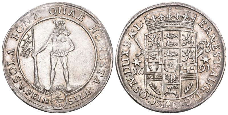 Braunschweig-Calenberg-Hannover
Ernst August, 1679-1698
2/3 Taler 1691 **. Wilde...