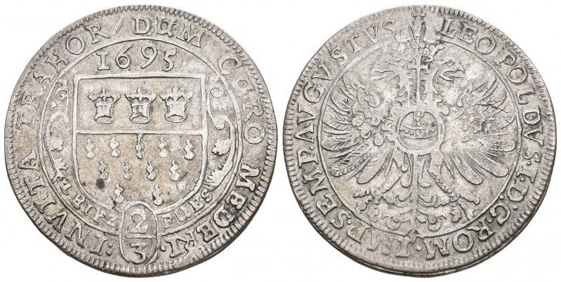 KÖLN, STADT
Gulden 1695 zu 2/3 Taler nach dem Leipziger Fuß (Stempel wohl von Ja...