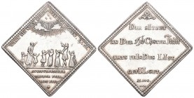 1704 (13. AUGUST): DAS KINDERFRIEDENSFEST IN AUGSBURG
STADT AUGSBURG
Klippenförmige Silbermedaille 1704, von G. F. Nürnberger, auf das Kinderfriedensf...