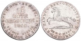 HANNOVER, Kurfürstentum / Königreich
Georg IV., 1820 - 1830. 16 Gute Groschen 1824 M. 11,70 g. Bis unzirkuliert