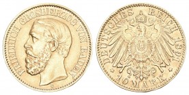 Baden 1891 10 Mark Gold 4,1g KM 267 vorzüglich