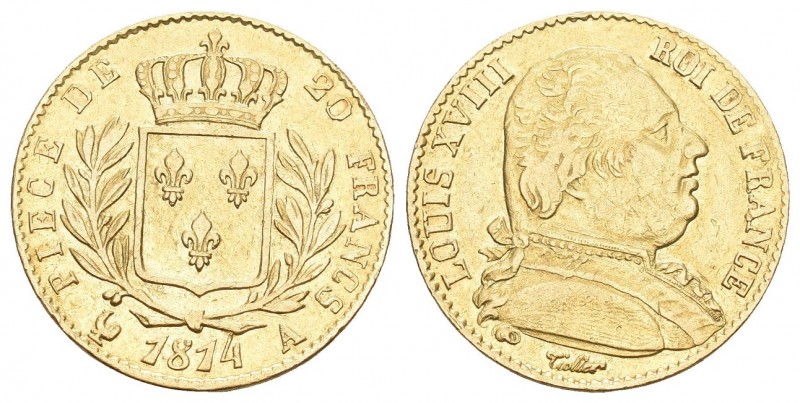 FRANKREICH. Königreich und Republik. Louis XVIII. 1814-1824. 20 Francs 1814 A, P...