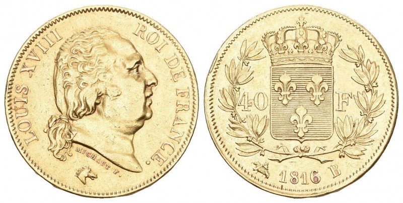 FRANKREICH. Königreich und Republik. Louis XVIII. 1814-1824. 40 Francs 1816 B, R...