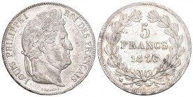 Frankreich 1836 B 5 Francs in Silber 25g seltene Erhaltung KM 749,2 vorzüglich