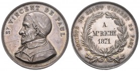 Frankreich 1871 Medaille Silber St. Vincent de Paul Silber 16,8g 33mm bis unzirkuliert