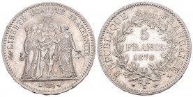 Frankreich 3. Republik 1870-1940. 5 Francs 1878 K, Bordeaux. Gad. 745a vorzüglich bis unzirkuliert